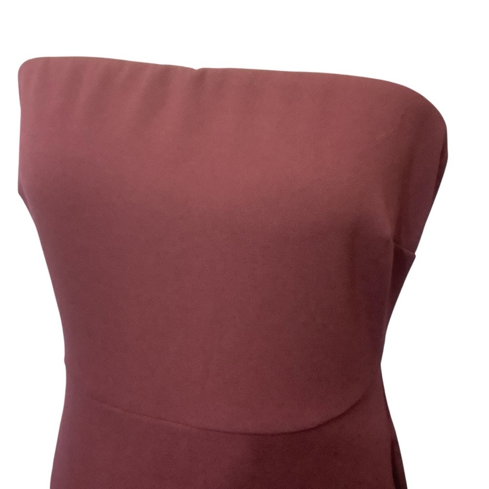 RICKI’S NWT MAUVE STRAPLESS DRESS WITH A CASCADING RUFFLE SLIT/ Size 8 - Picture 5 of 15